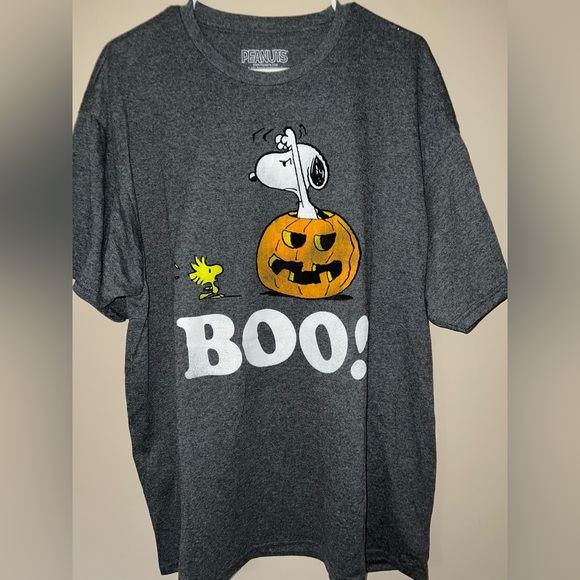 Peanuts Halloween Boo Snoopy And Woodstock Pumpkin Adult T-Shirt NWOT - Picture 1 of 8